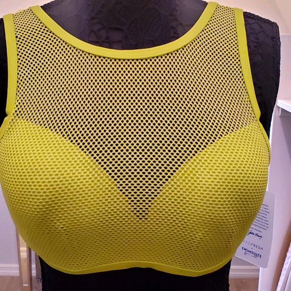 Neon Green Mesh Swimsuit 👙 Top - Picture 1 of 4